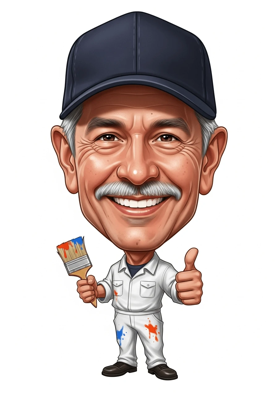 Miami painting contractor caricature A Painting Wizard, Inc. painter
